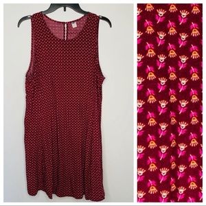 Red Floral  Swing Dress Sz XL